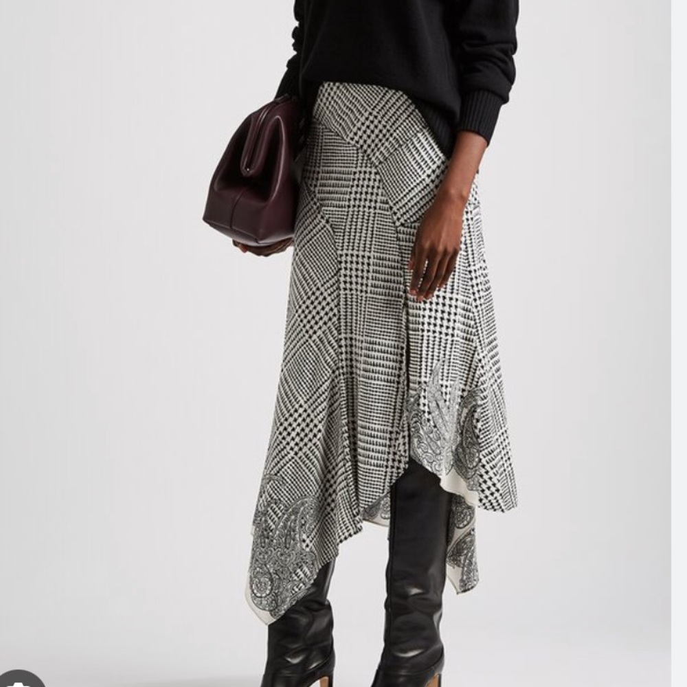 Veronica Beard black and white houndstooth maxi skirt